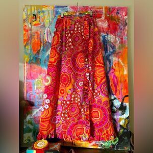60s Vintage ALICE of California Cocktail Party MCM Floral Vivid skirt